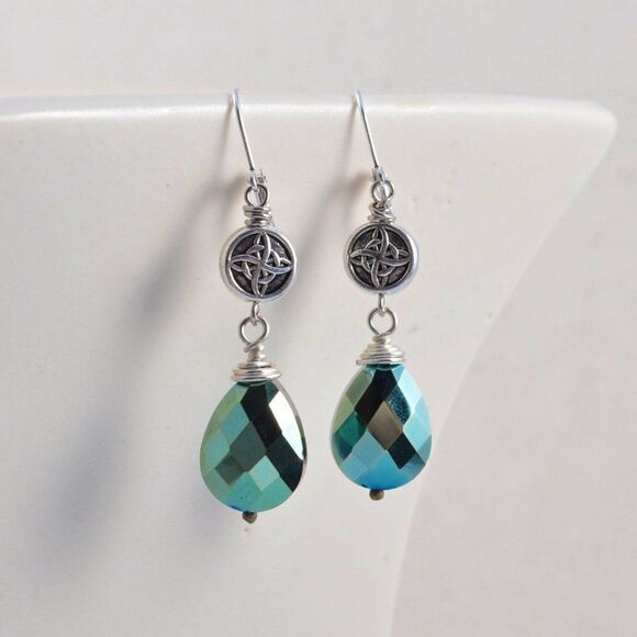 Silver Celtic Knot Earrings - Picture 2 of 5